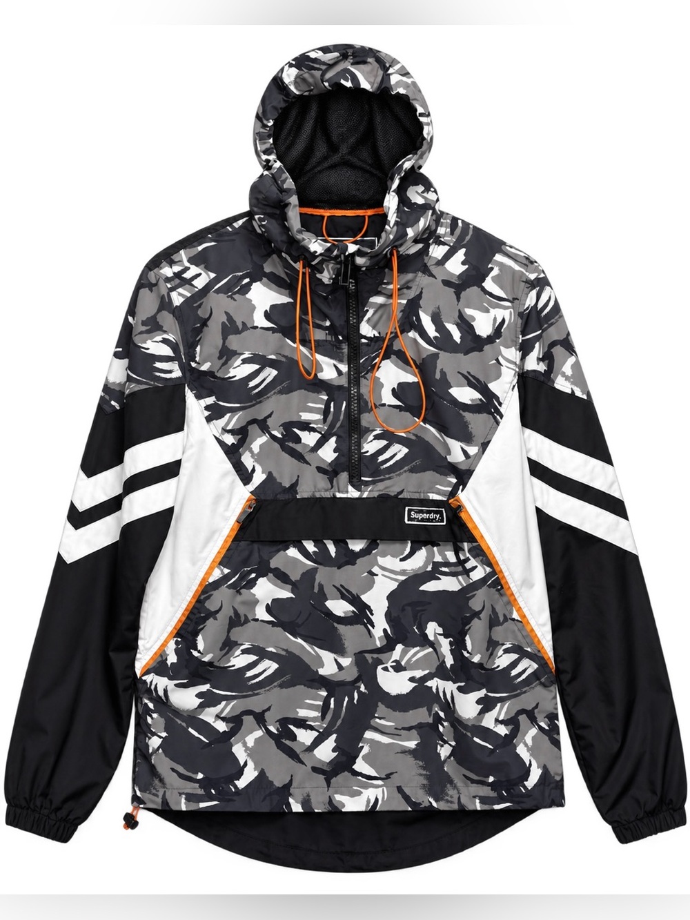 Superdry Sport Men’s M Camo Anorak Windbreaker Half Zip Hooded Jacket